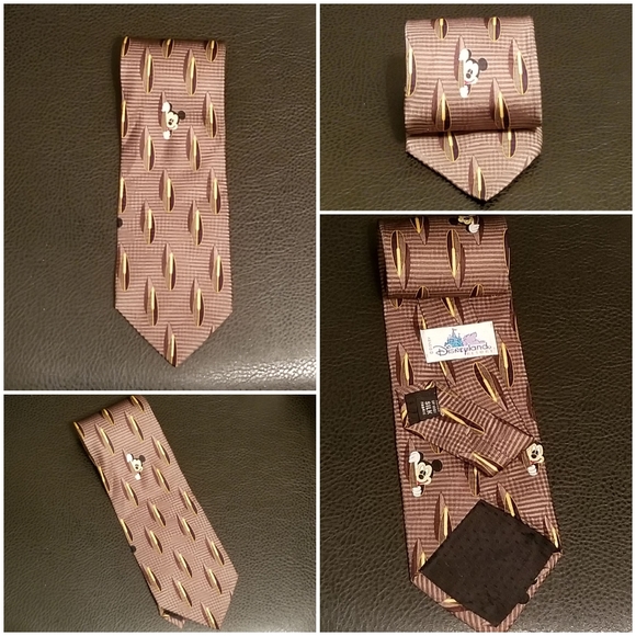 Disneyland Resorts Brown Mickey Mouse Silk Tie - Picture 3 of 4